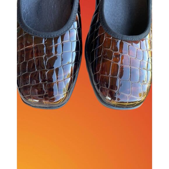 Josef Seibel Bridget Brown Patent Croc Wedges Womens US 9.5 EU 40 Walking Shoes - Picture 7 of 11